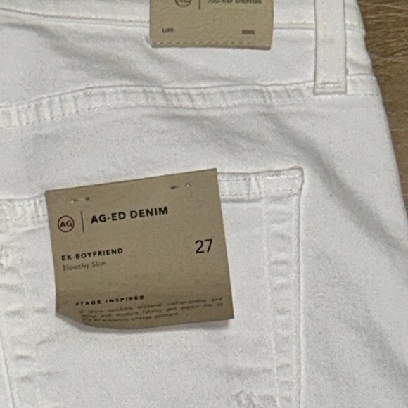 NWT Adriano Goldschmied Ex-Boyfriend Slouchy Slim Jeans Size 27 White Distressed - Picture 8 of 16